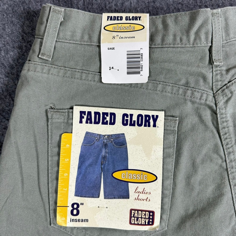 Vintage Faded Glory Sage Green High Waisted Cotton Shorts Womens 14 Made in USA - Picture 6 of 6